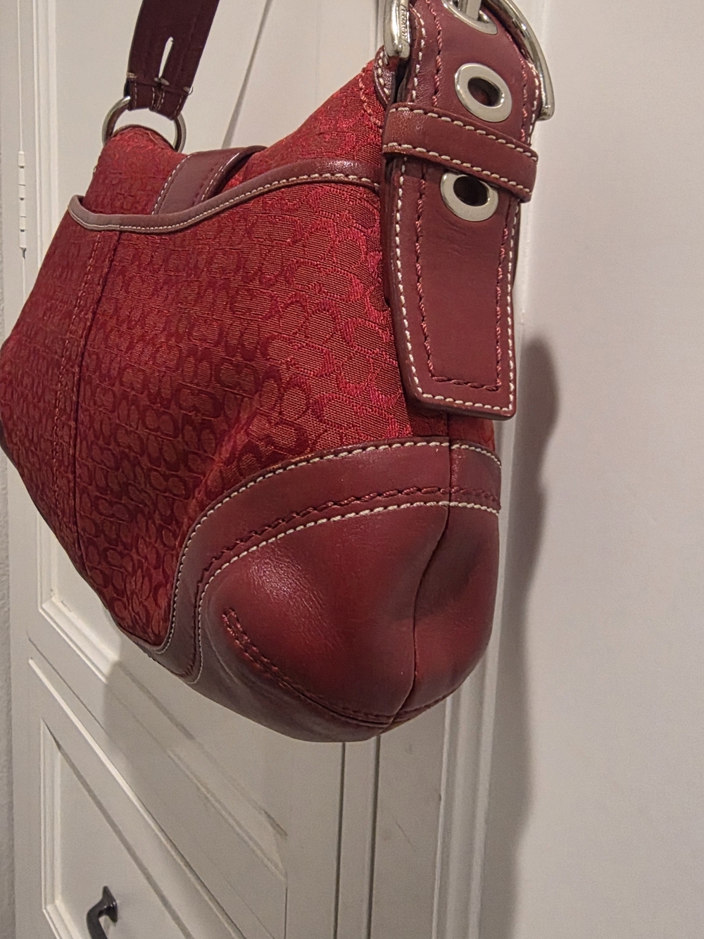 Coach Red Signature Canvas Shoulder Bag - Picture 7 of 11